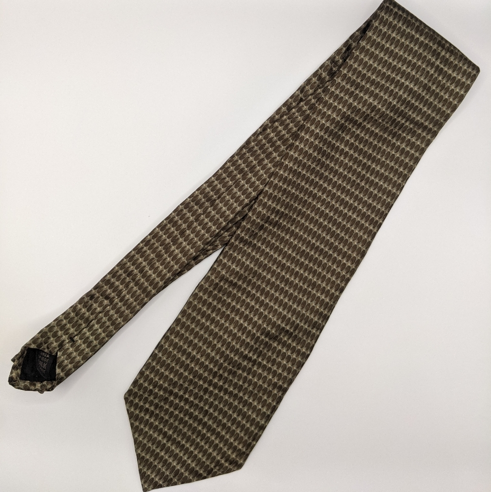 Bill Blass - Tan Geometric Printed Pattern Men's Neck Tie